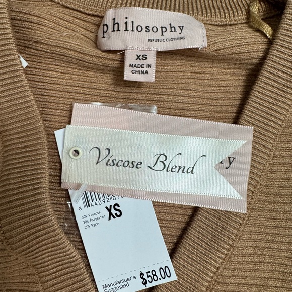 NWT philosophy Tan Button-Up Women's Cardigan size XS - Picture 3 of 4